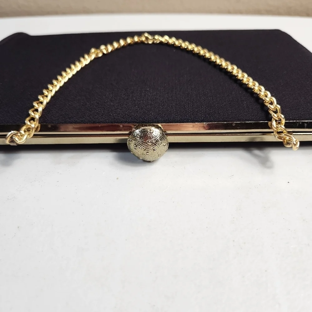 Vintage Womens Dark Brown & Gold Tone Evening Clutch/Wristlet